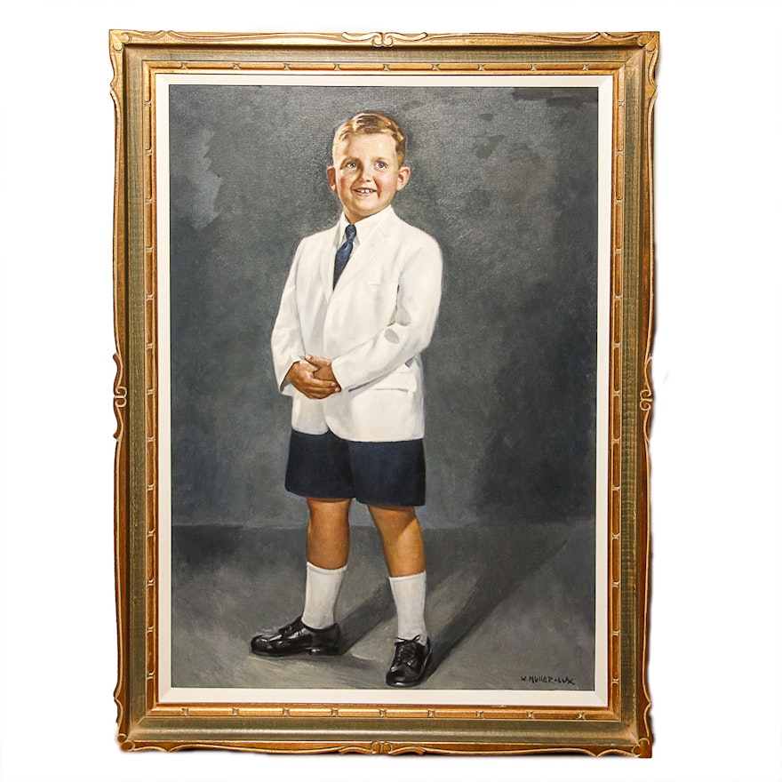 Original Oil Painting of a Young Boy by W. Muller-Lux