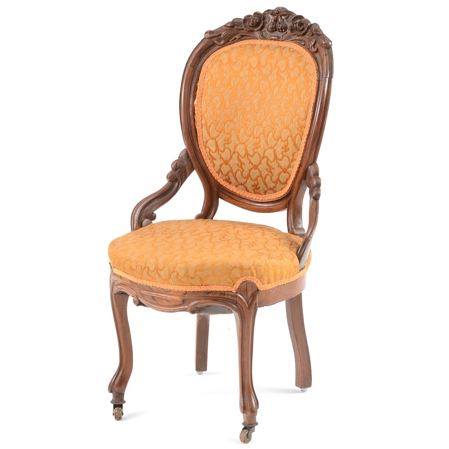 Victorian Carved Rosewood Parlor Chair