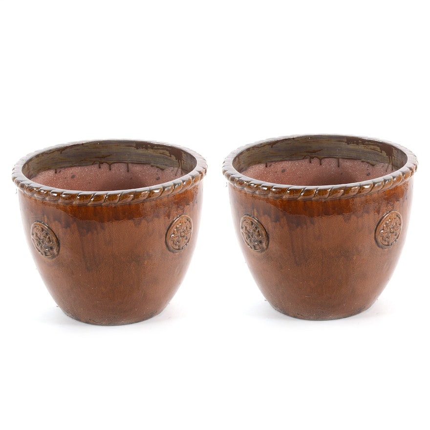 Brown Glazed Garden Planters by Paradise Pottery