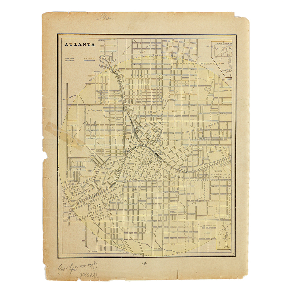 Late 19th Century Double-Sided Map of Atlanta and New Orleans