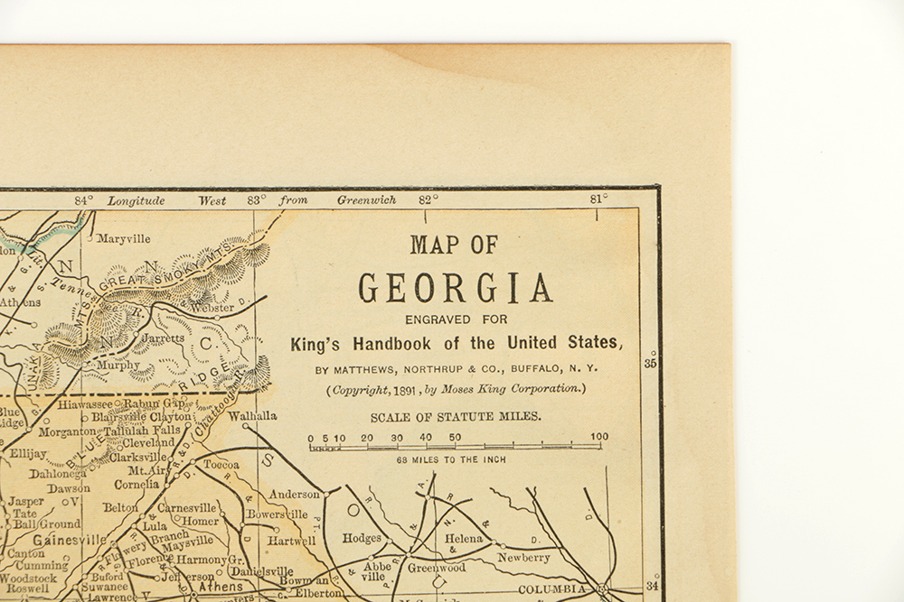 1891 Colored Maps of Georgia and Florida by Matthews, Northrup, & Company