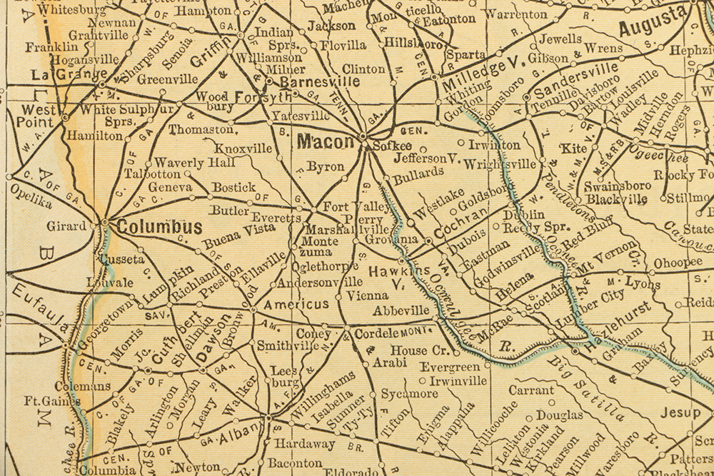 1891 Colored Maps of Georgia and Florida by Matthews, Northrup, & Company