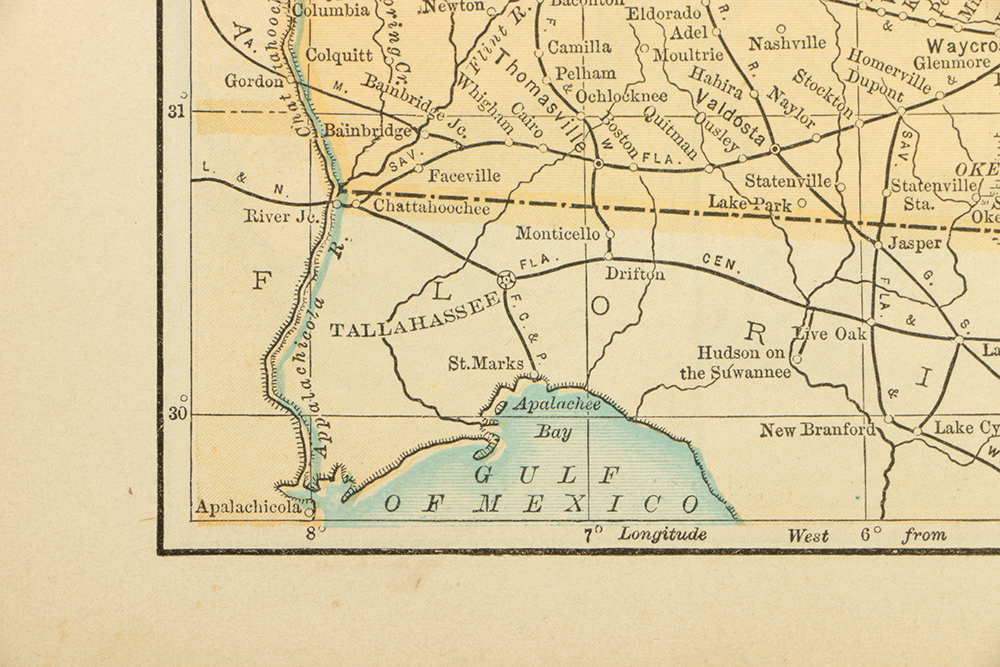 1891 Colored Maps of Georgia and Florida by Matthews, Northrup, & Company