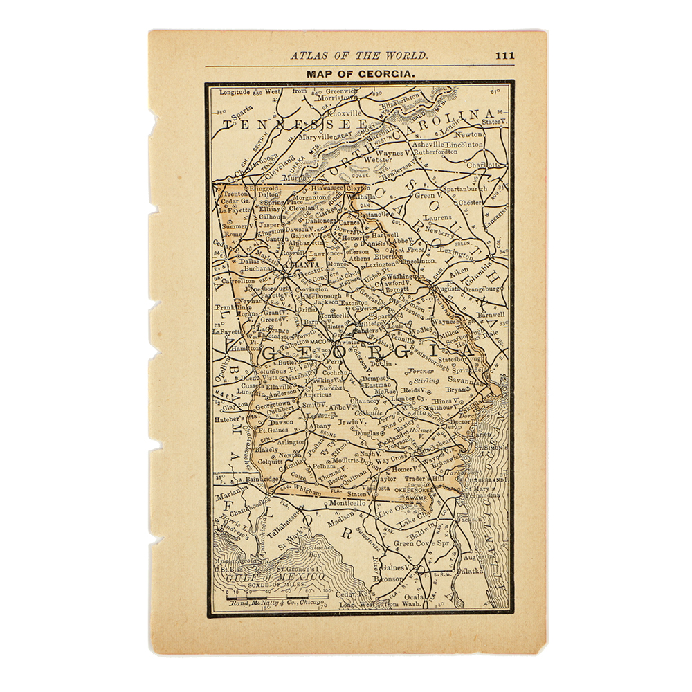 Antique Colored Map of Georgia by Rand, McNally & Company