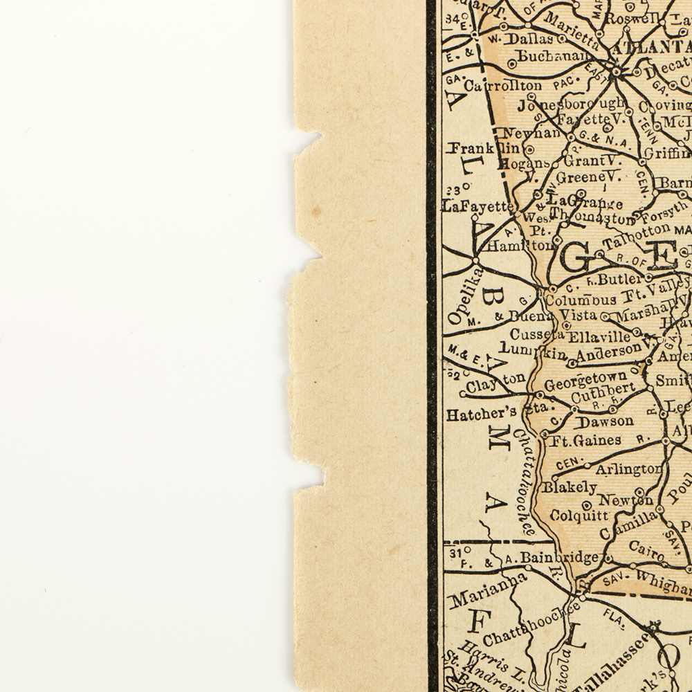 Antique Colored Map of Georgia by Rand, McNally & Company