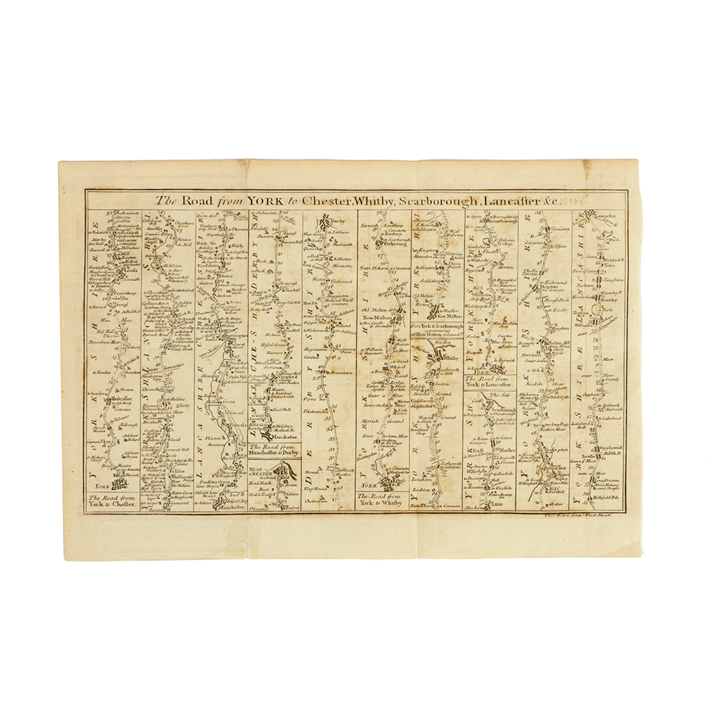 Antique Map of Roads from York by Thomas Bowen