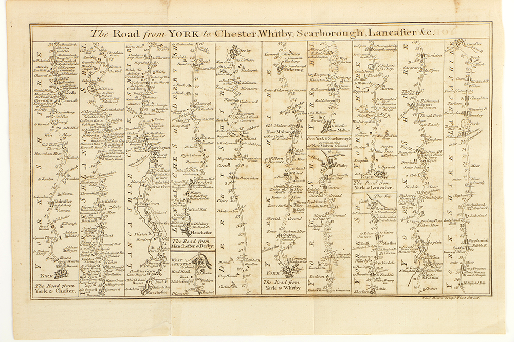 Antique Map of Roads from York by Thomas Bowen