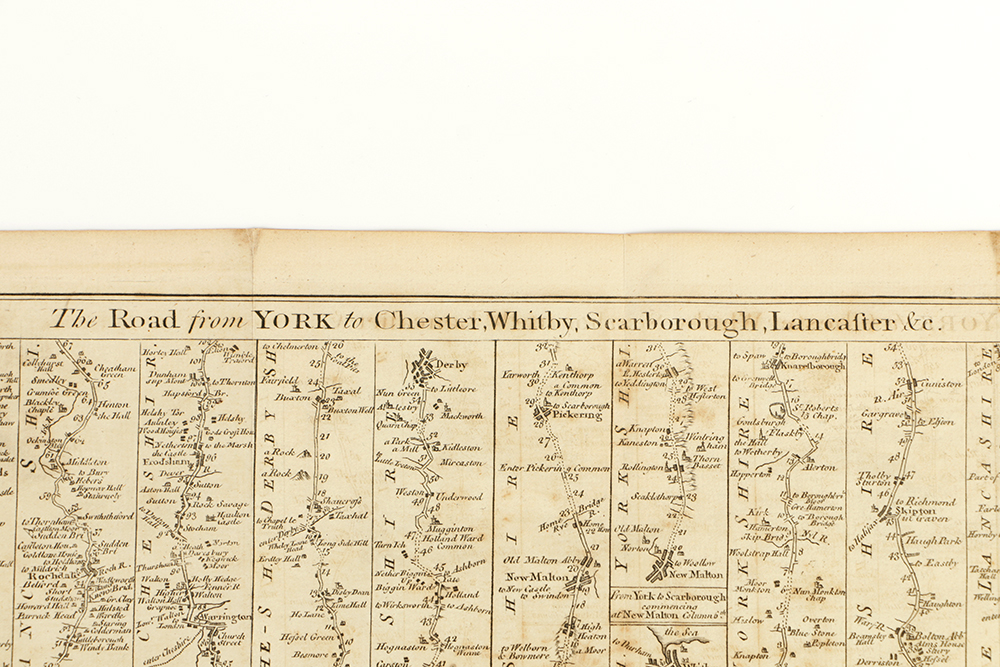 Antique Map of Roads from York by Thomas Bowen