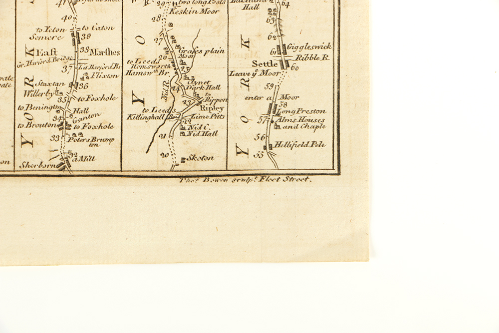 Antique Map of Roads from York by Thomas Bowen