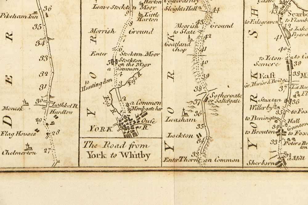 Antique Map of Roads from York by Thomas Bowen