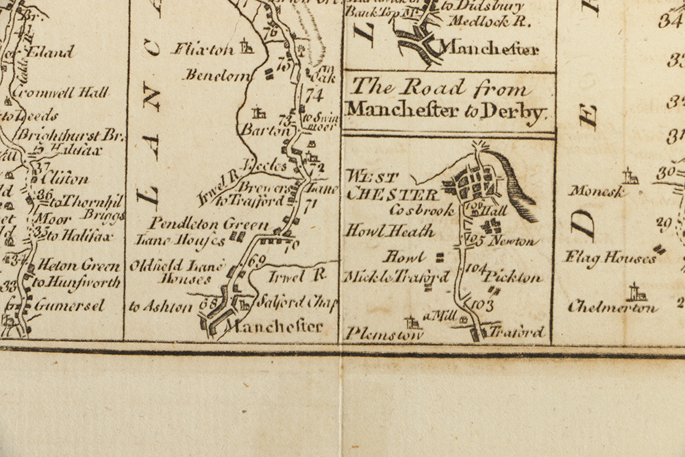 Antique Map of Roads from York by Thomas Bowen