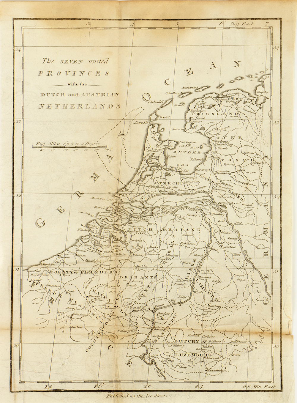 Antique Map of the Seven United Provinces with the Dutch and Austrian Netherlands