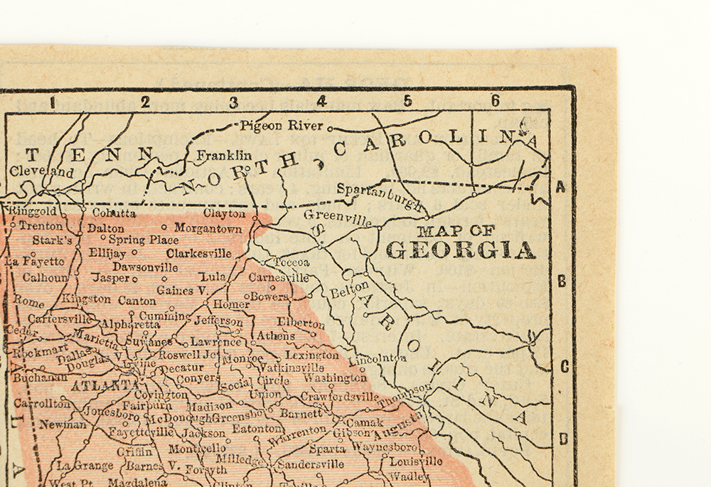 Antique Colored Map of Georgia by Blomgren Brothers Engravers