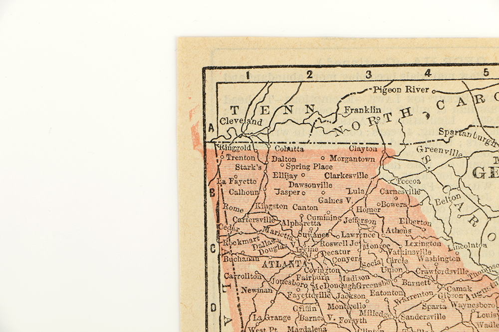 Antique Colored Map of Georgia by Blomgren Brothers Engravers