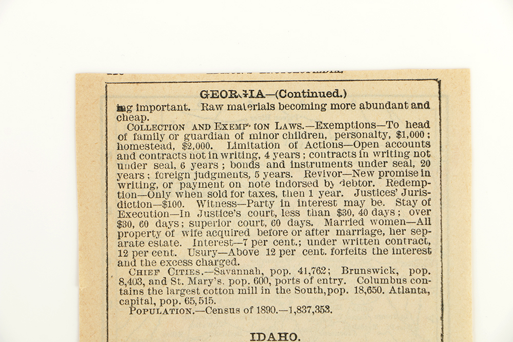Antique Colored Map of Georgia by Blomgren Brothers Engravers