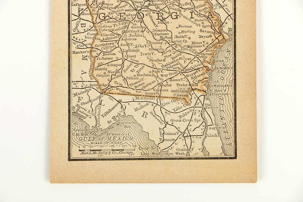 Antique Colored Map of Georgia by Rand, McNally & Company