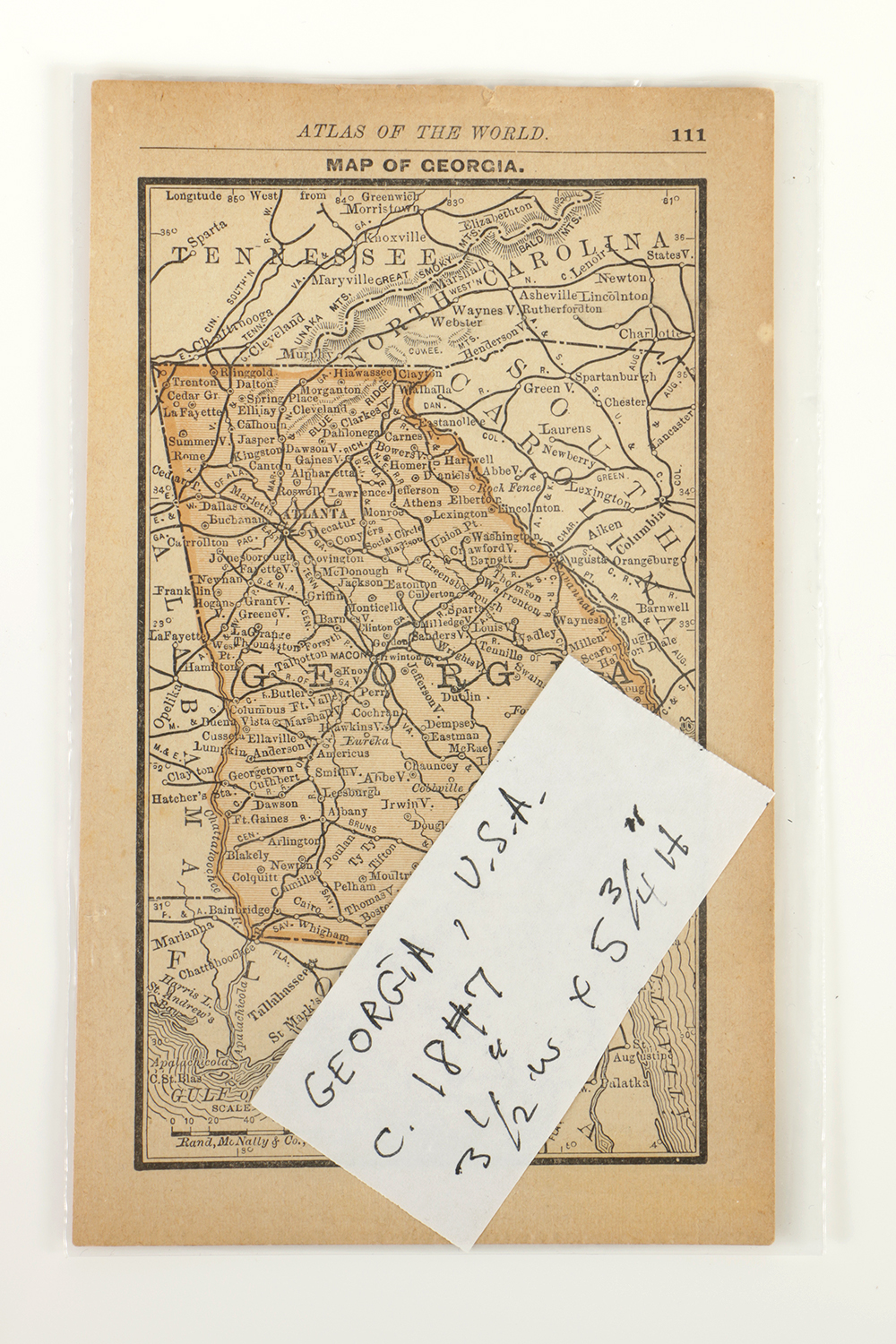 Antique Colored Map of Georgia by Rand, McNally & Company
