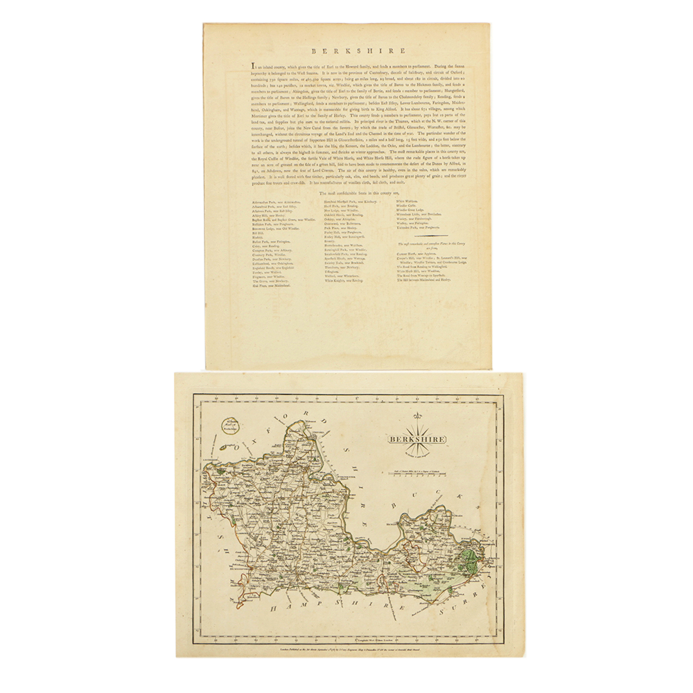 1787 Hand-Colored Engraving Map of Berkshire by John Cary