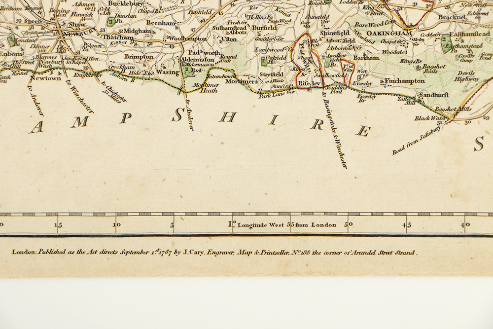 1787 Hand-Colored Engraving Map of Berkshire by John Cary