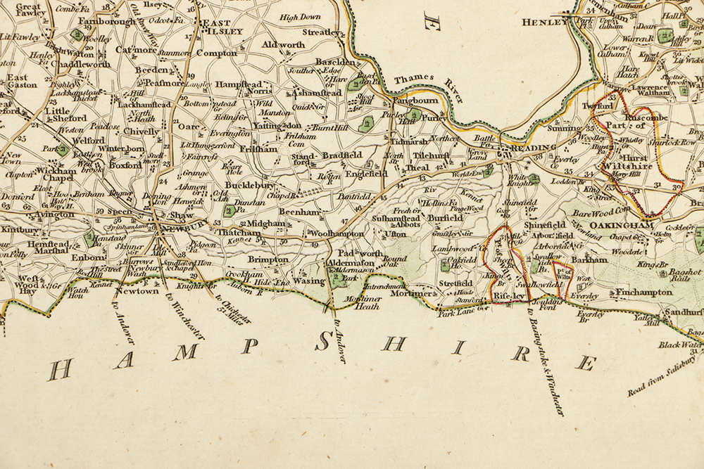1787 Hand-Colored Engraving Map of Berkshire by John Cary