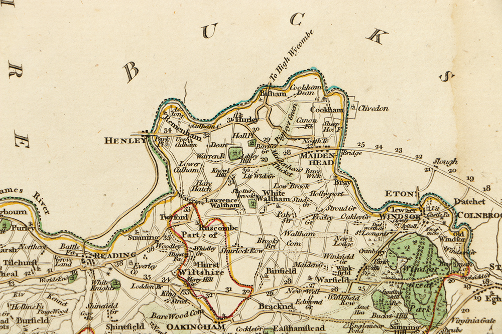 1787 Hand-Colored Engraving Map of Berkshire by John Cary