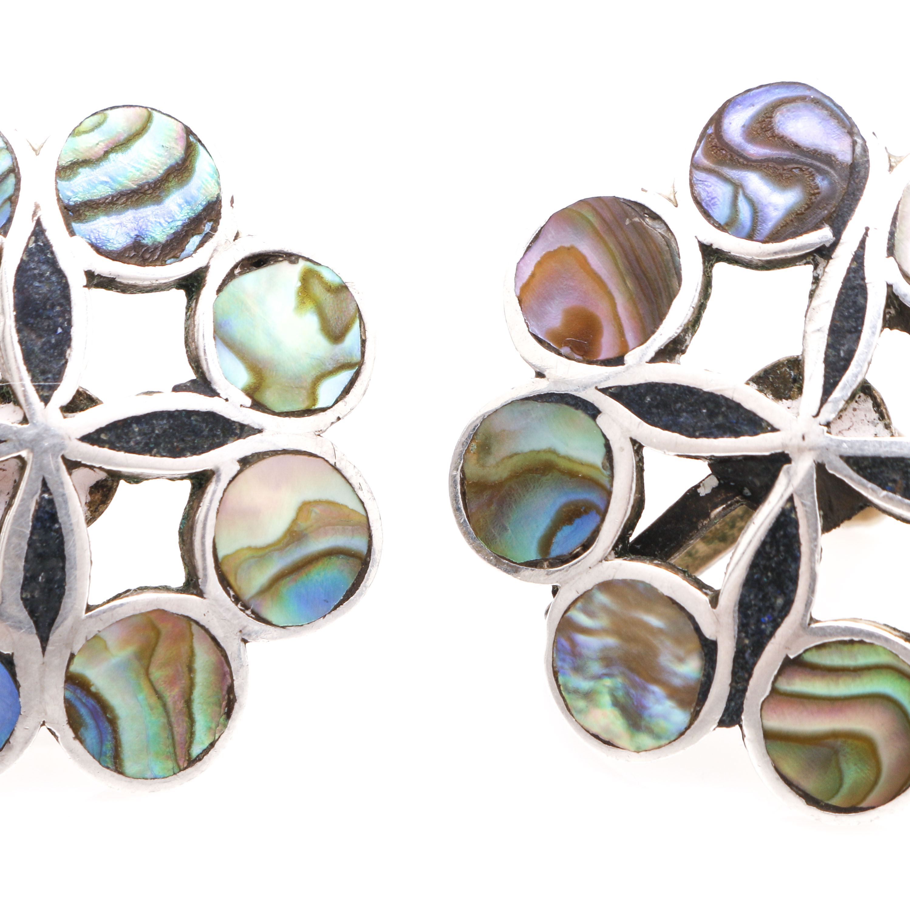 Vintage Mexican Miguel Alonzo Sterling Silver Abalone Necklace With A. Garcia Sterling Silver Abalone Earrings