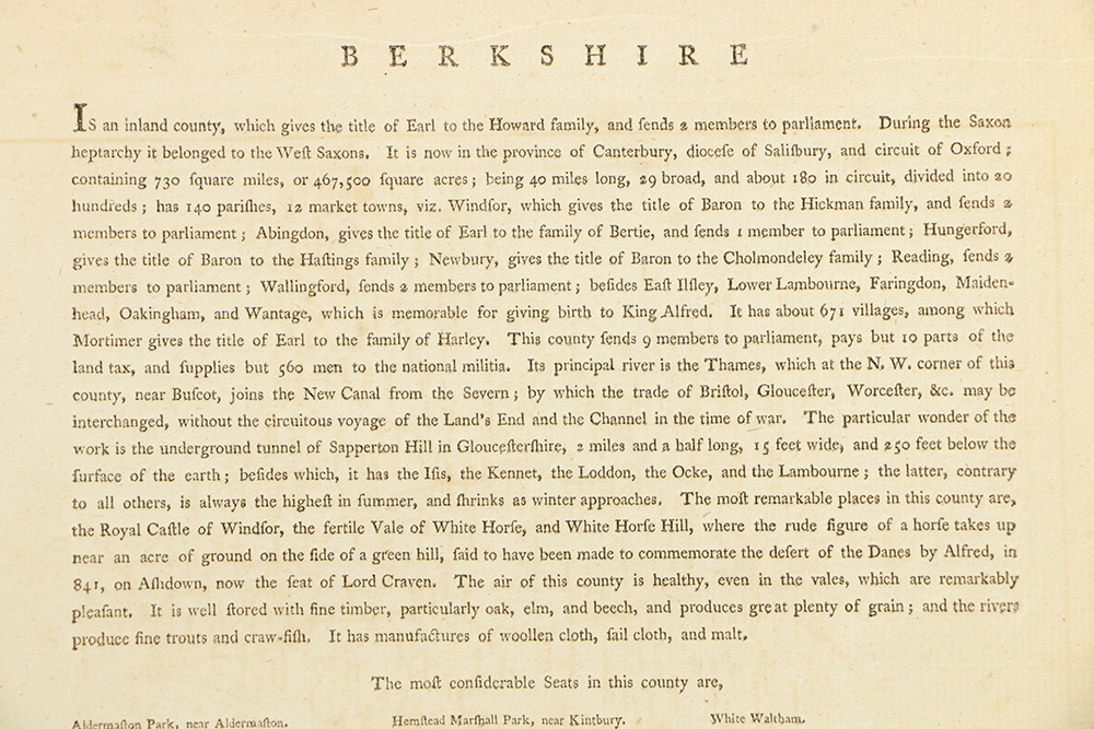 1787 Hand-Colored Engraving Map of Berkshire by John Cary