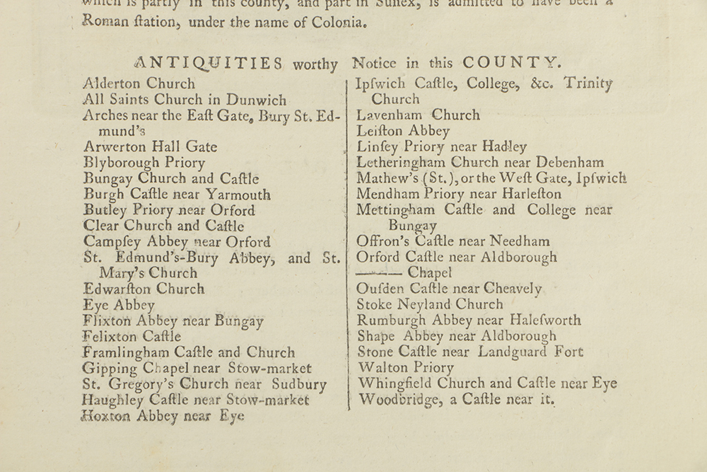 Antique Engraved Map of Suffolk with Descriptive Text
