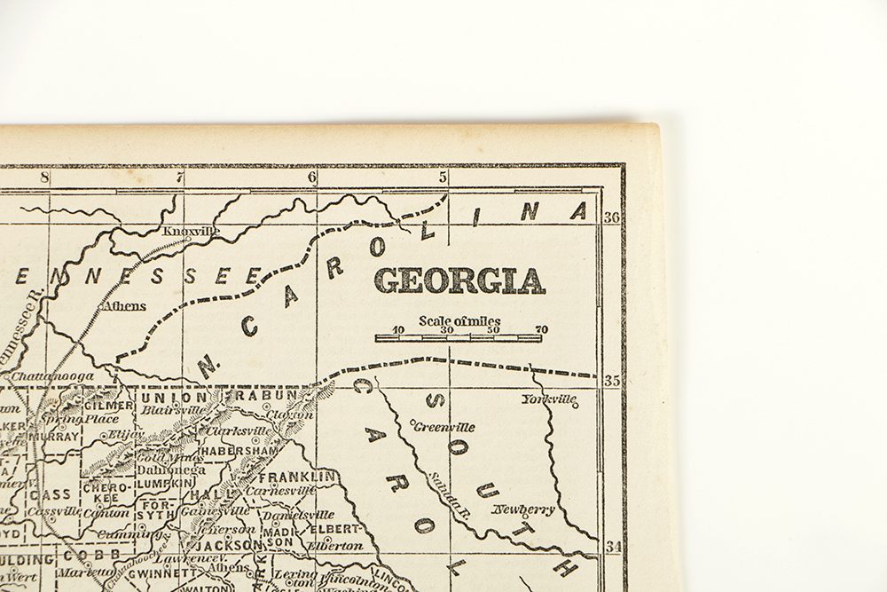 Antique Engraved Map on Paper of Georgia