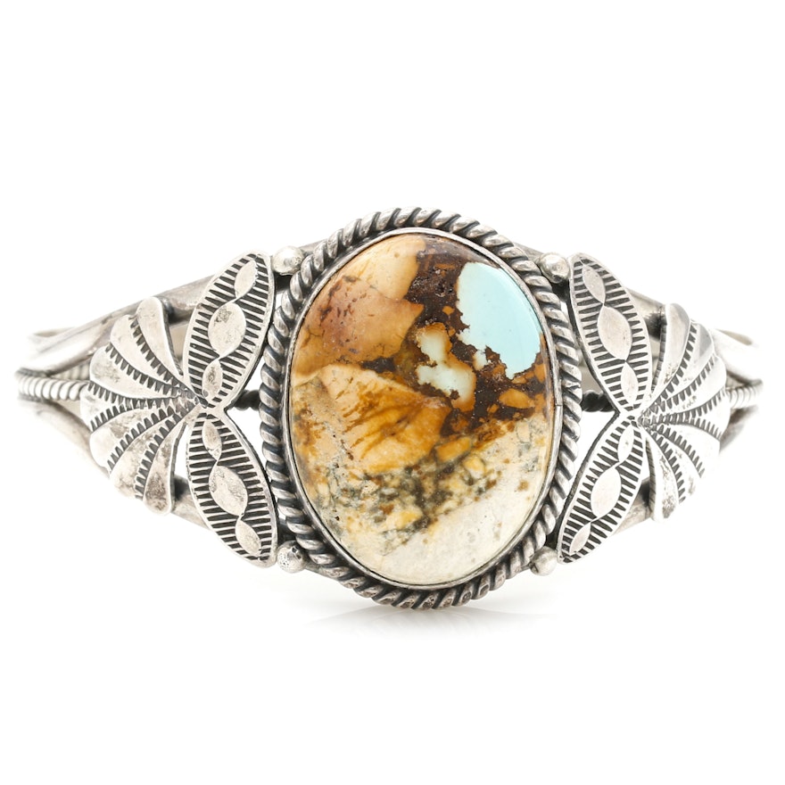 Mary Ann Spencer Sterling Silver Boulder Turquoise Cuff Bracelet
