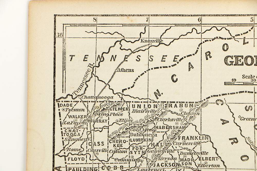 Antique Engraved Map on Paper of Georgia