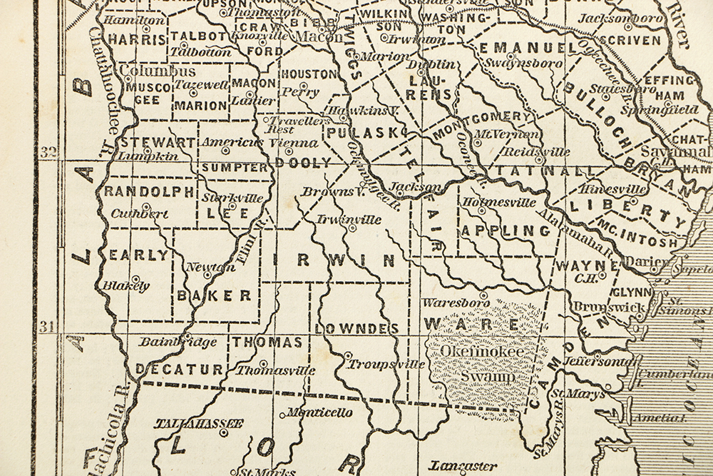 Antique Engraved Map on Paper of Georgia