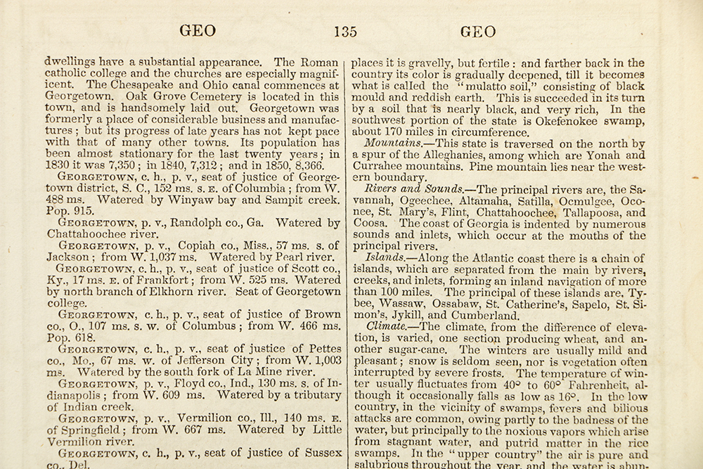 Antique Engraved Map on Paper of Georgia