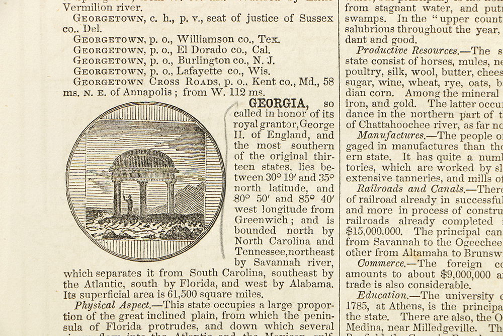 Antique Engraved Map on Paper of Georgia