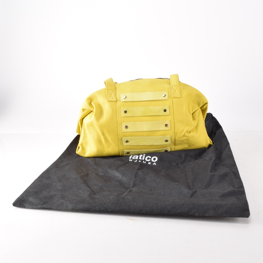 Lemon Yellow Leather Shoulder Bag by Latico