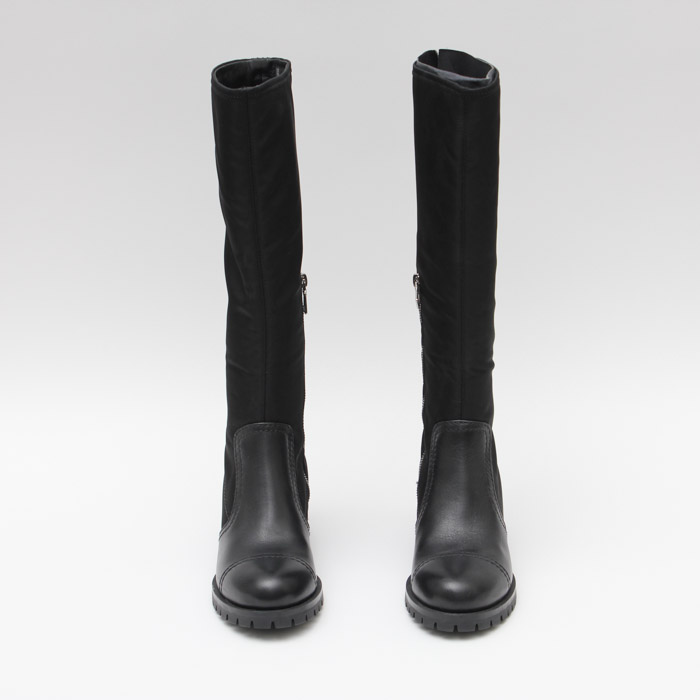 Prada Black Fabric and Leather Moto Boots