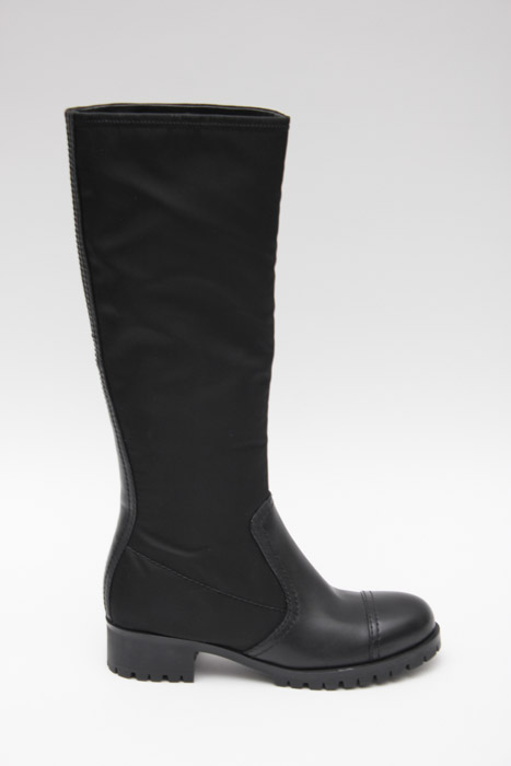 Prada Black Fabric and Leather Moto Boots