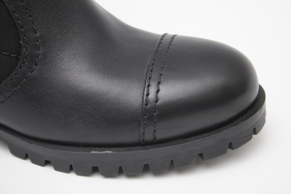 Prada Black Fabric and Leather Moto Boots