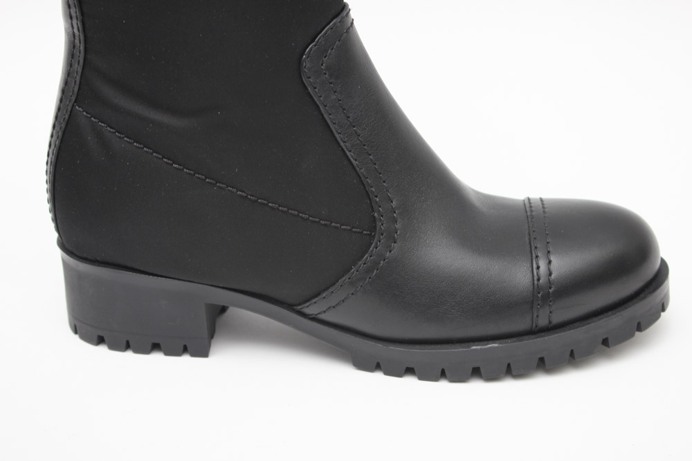 Prada Black Fabric and Leather Moto Boots