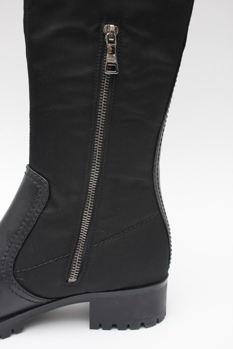 Prada Black Fabric and Leather Moto Boots
