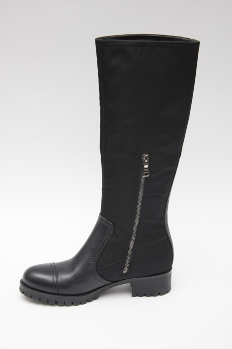 Prada Black Fabric and Leather Moto Boots