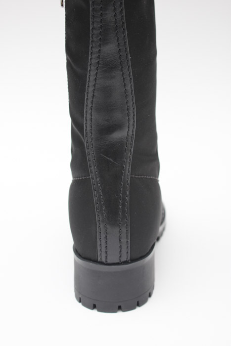 Prada Black Fabric and Leather Moto Boots