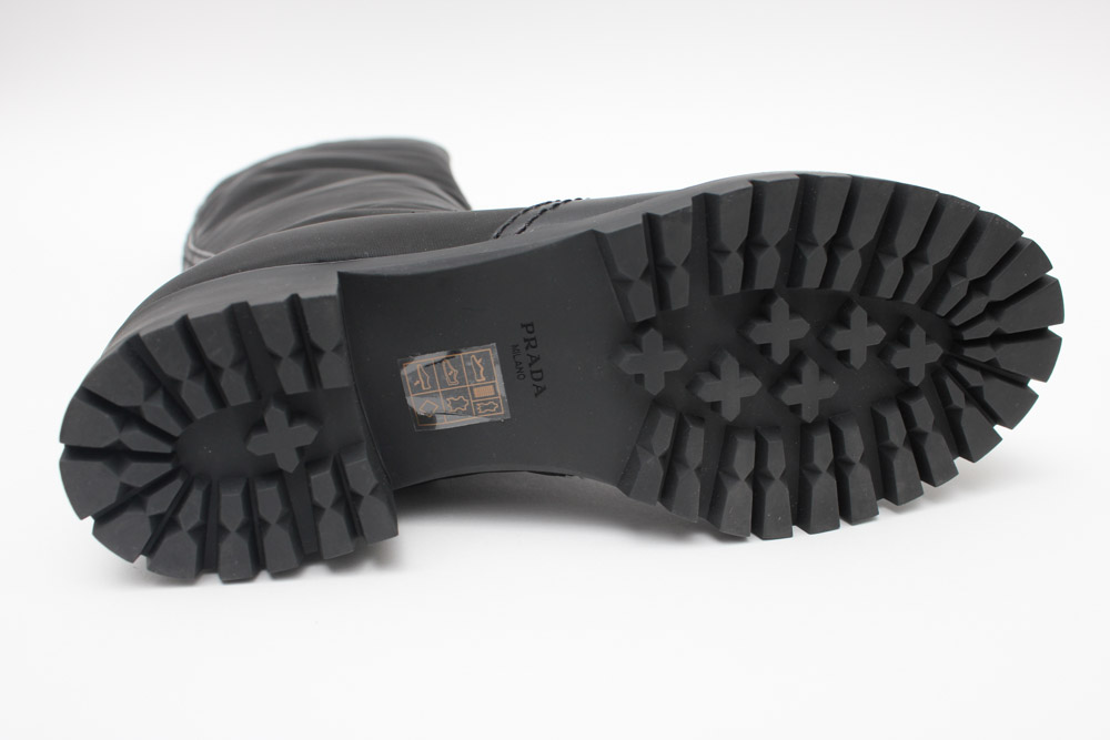 Prada Black Fabric and Leather Moto Boots