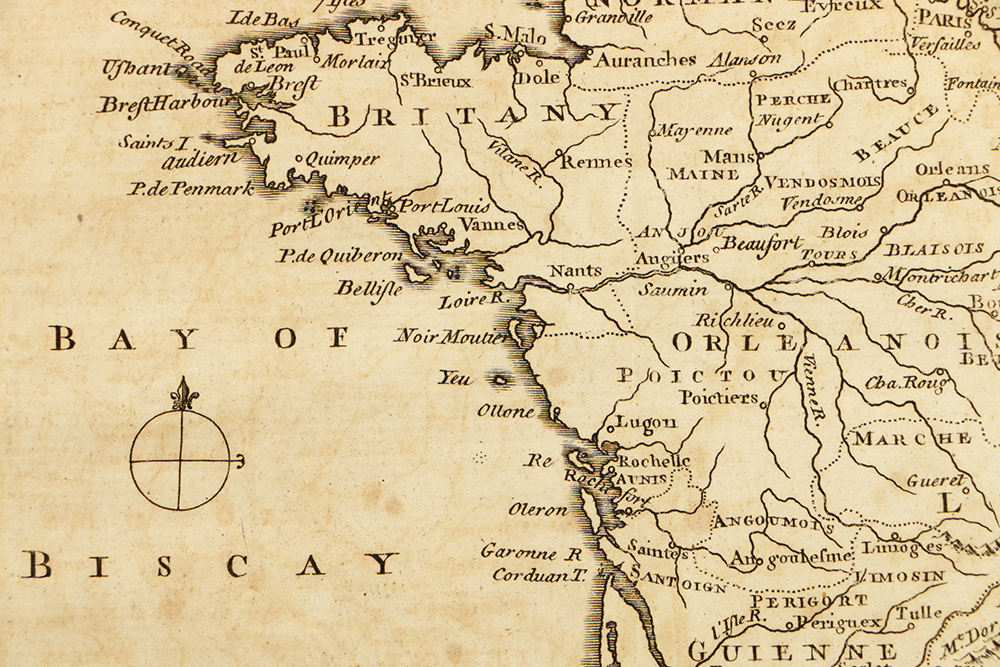Thomas Jefferys Mid-18th Century Etching Map of France