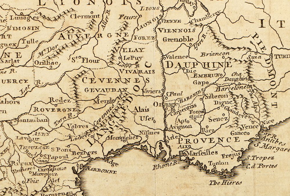 Thomas Jefferys Mid-18th Century Etching Map of France