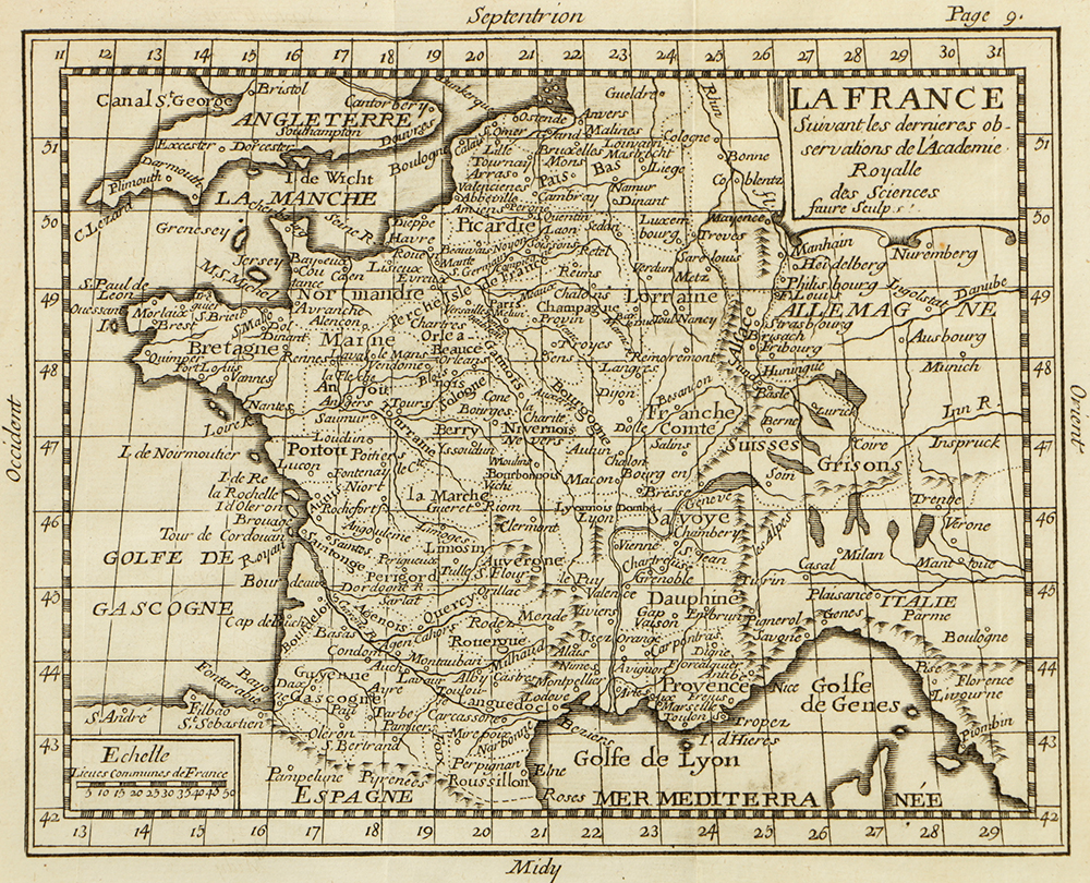 18th Century Engraving Map "La France"