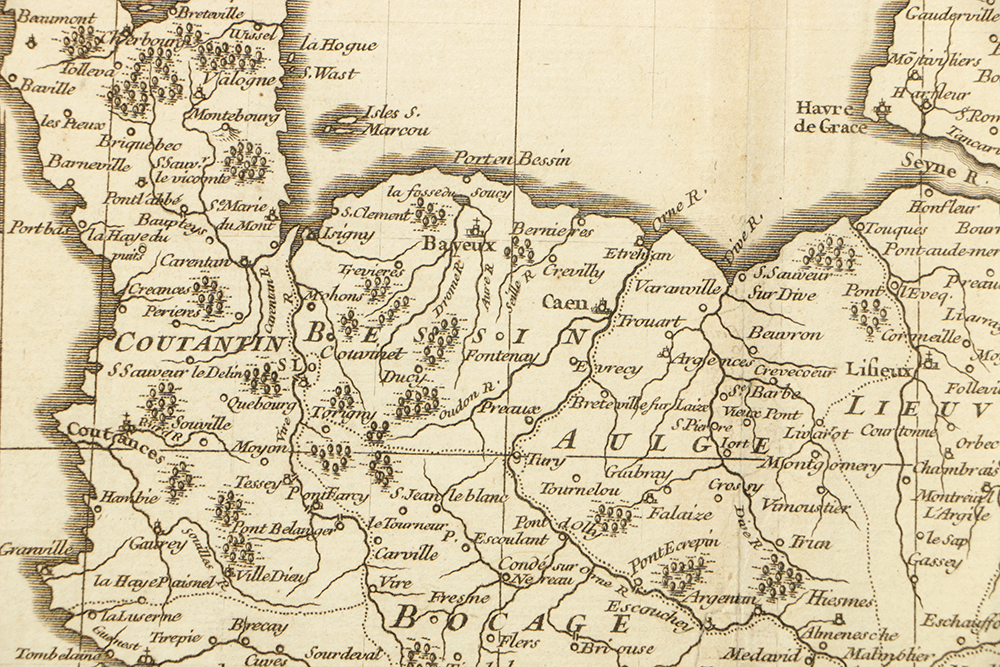 18th Century Engraved Map of Normandy After Guillaume Delahaye