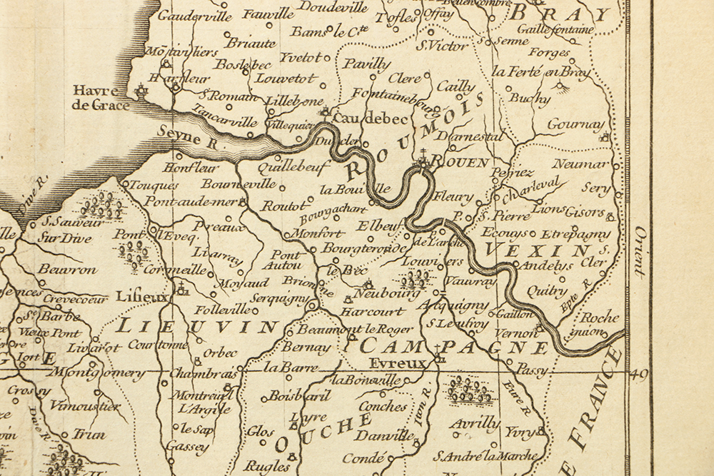 18th Century Engraved Map of Normandy After Guillaume Delahaye
