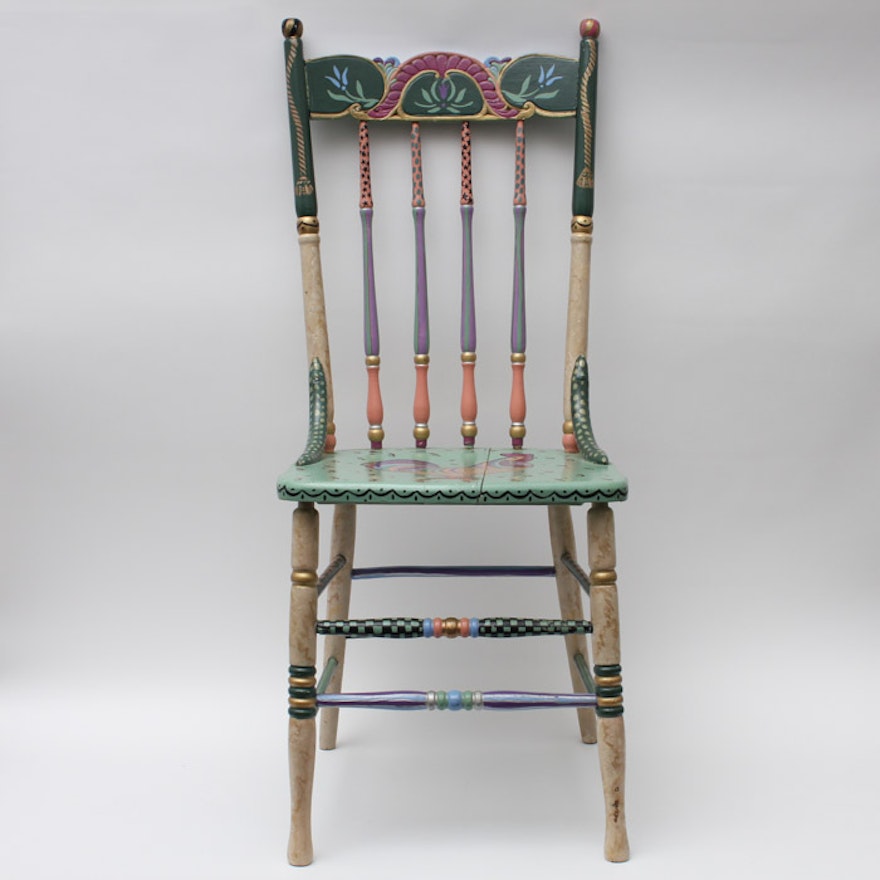 Folk Art Hand-Painted Side Chair