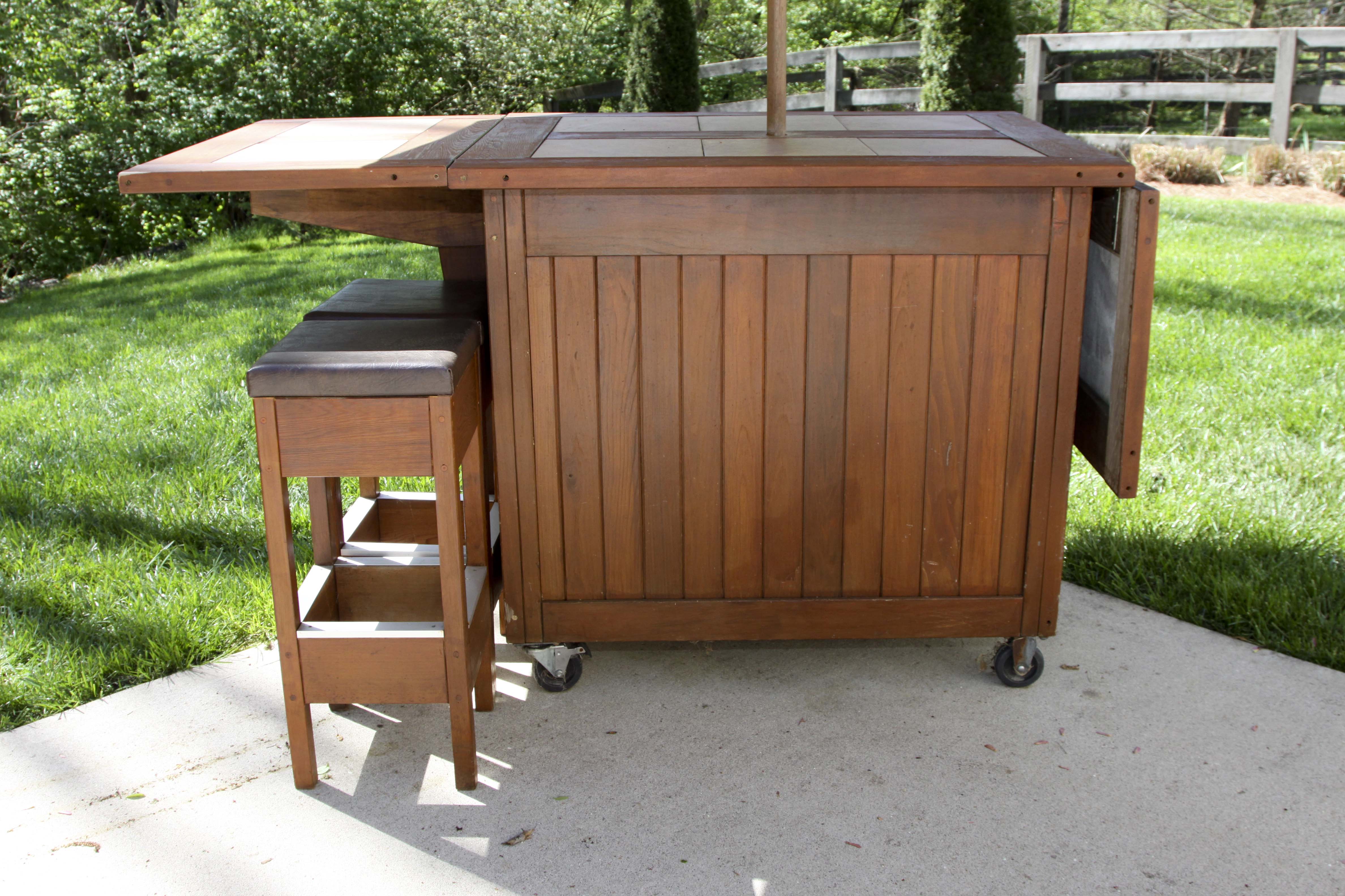 Wooden Outdoor Bar With Stools